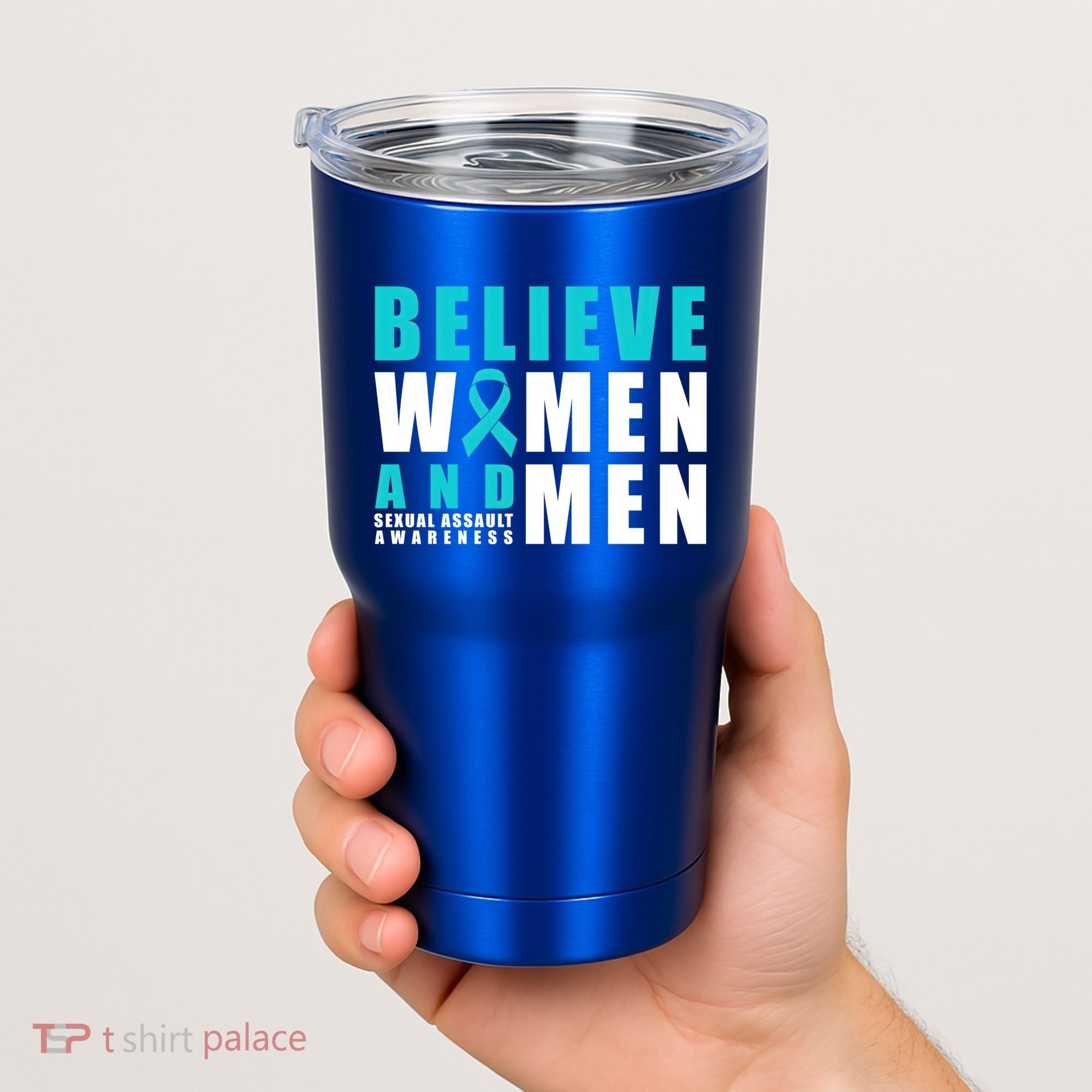 Belive And Sexual Assault Awareness Ribbon Gift Tumbler
