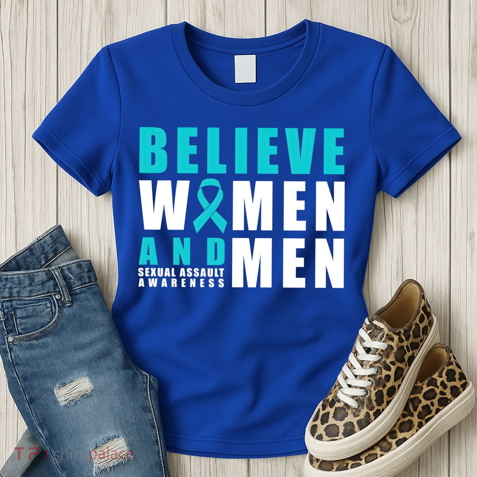 Belive And Sexual Assault Awareness Ribbon Gift Women's T-Shirt