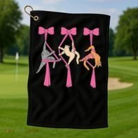 Bow Aerial Silks Cat Aerial Aerialist Yoga Hammock Cat Mom Golf Towel thumb 1