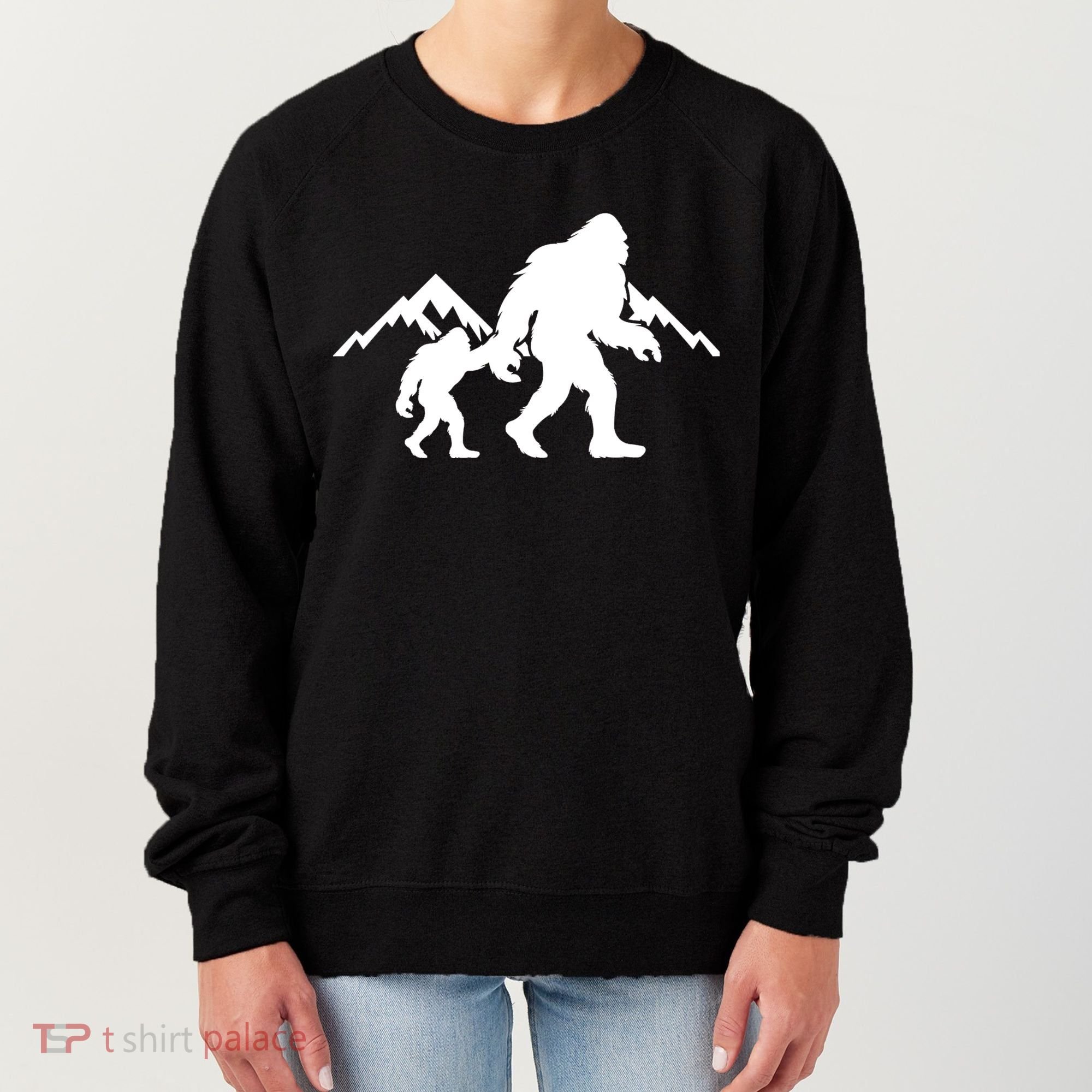 Bigfoot And Son Wild Outdoor Gift For Fathers Day Women's Sweatshirt