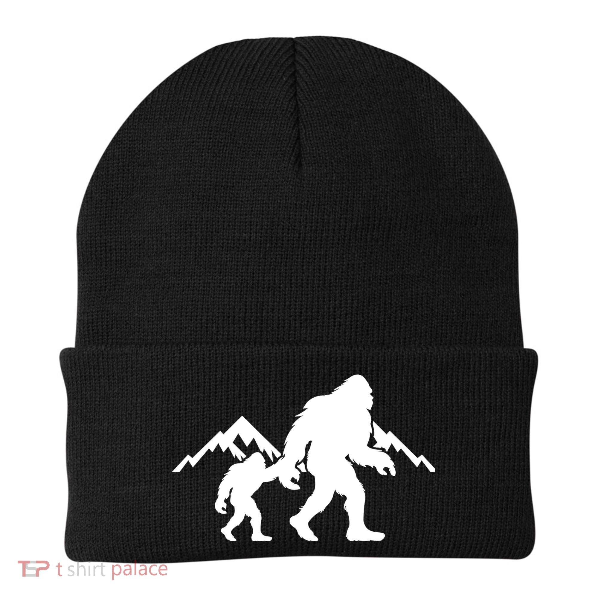 Bigfoot And Son Wild Outdoor Gift For Fathers Day Beanie