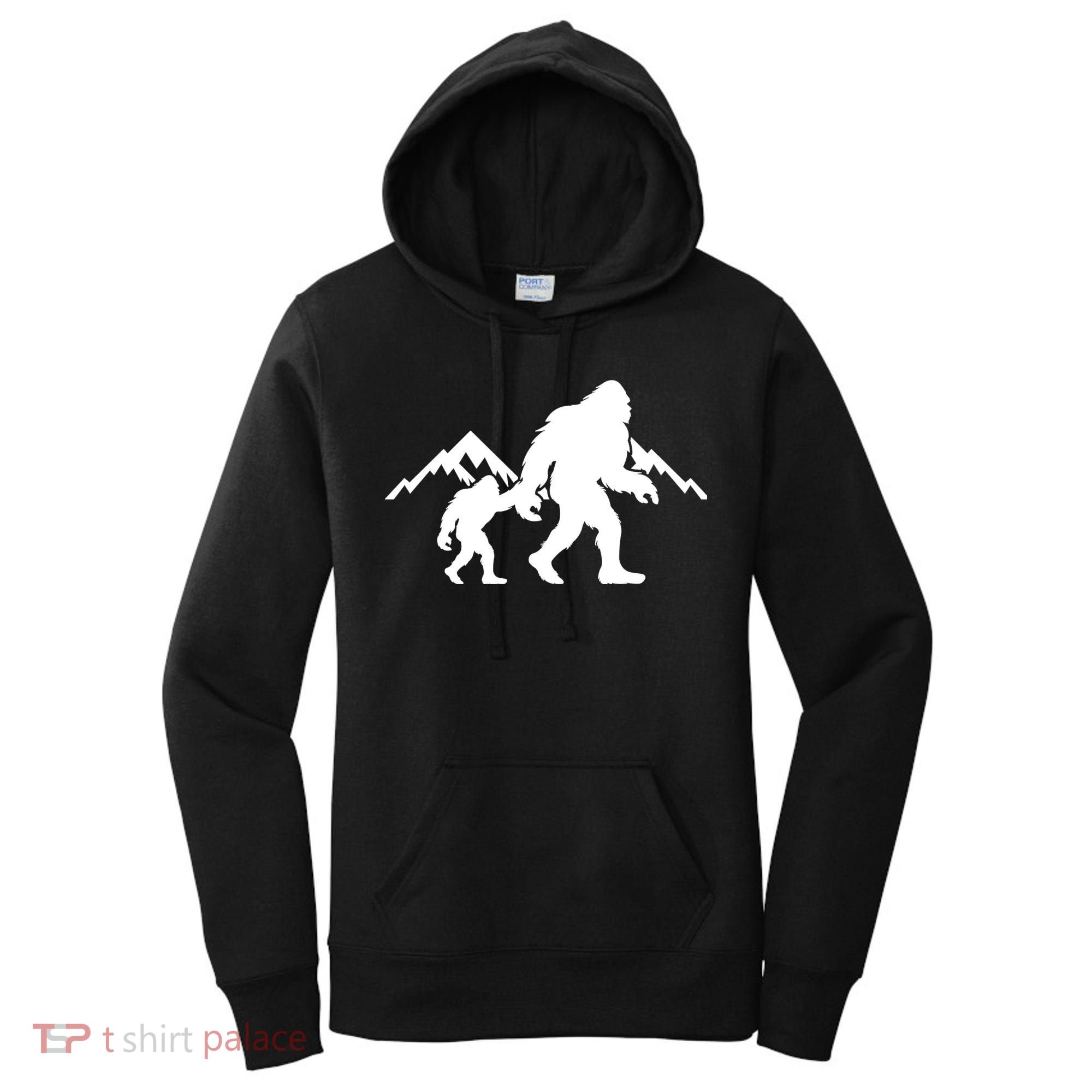 Bigfoot And Son Wild Outdoor Gift For Fathers Day Women's Hoodie