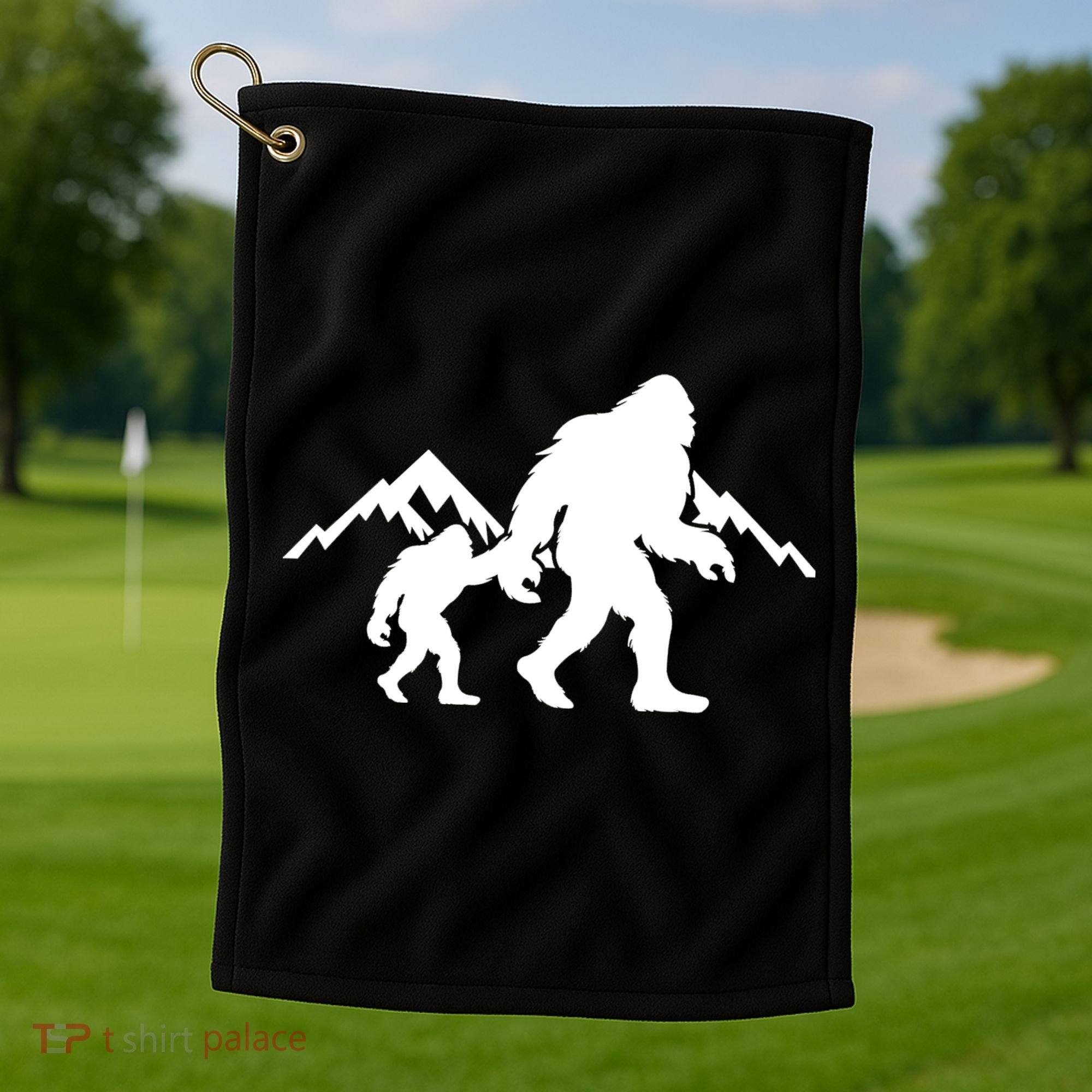 Bigfoot And Son Wild Outdoor Gift For Fathers Day Golf Towel