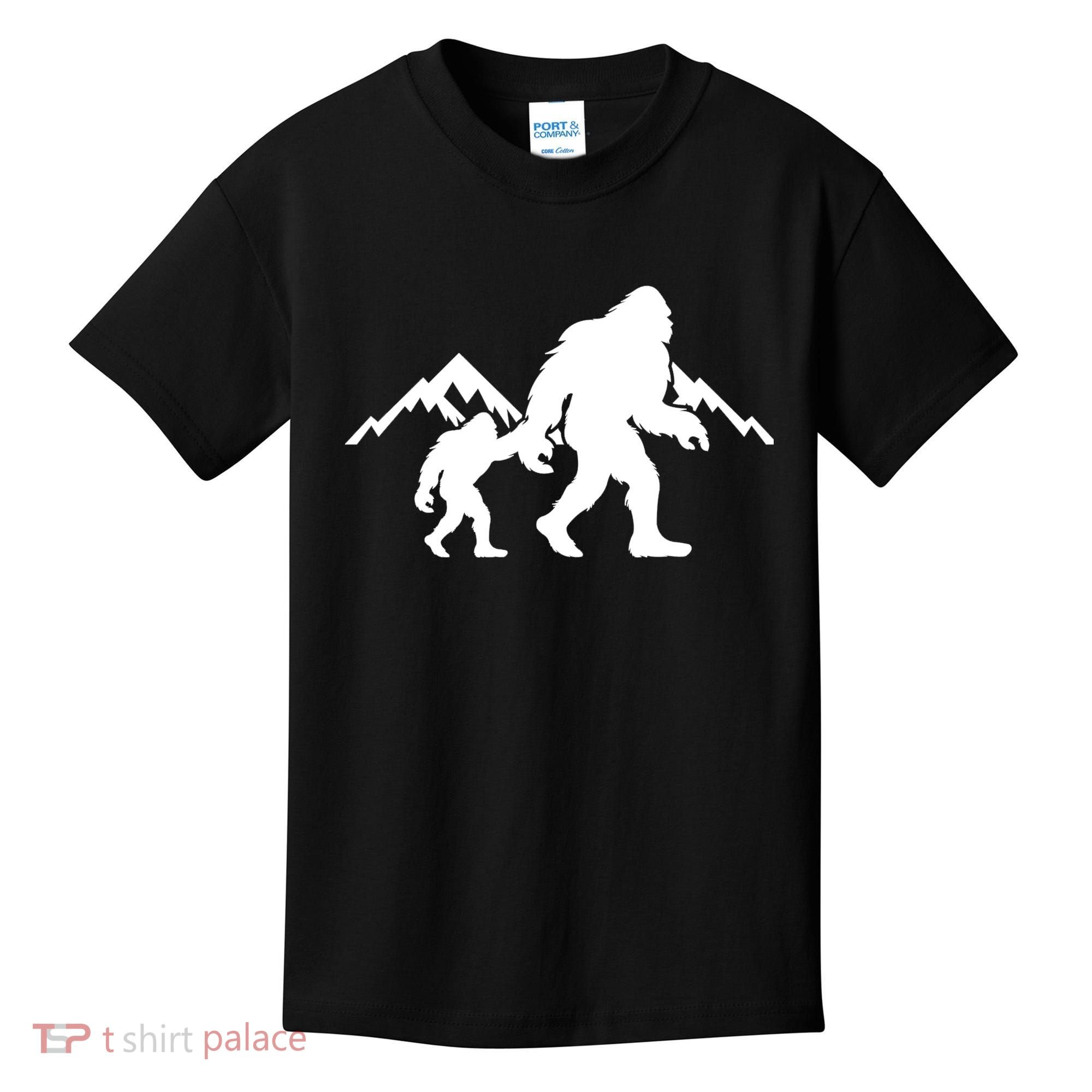 Bigfoot And Son Wild Outdoor Gift For Fathers Day Kids T-Shirt