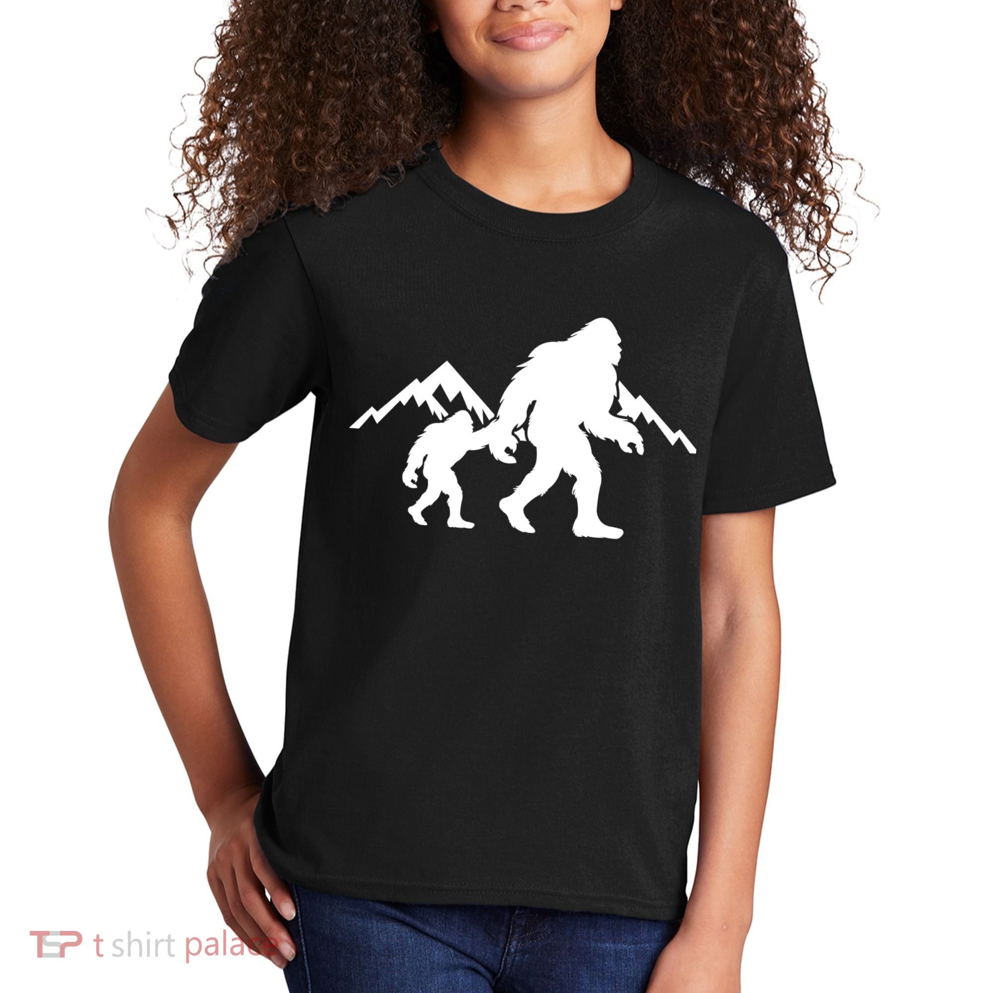 Bigfoot And Son Wild Outdoor Gift For Fathers Day Kids T-Shirt