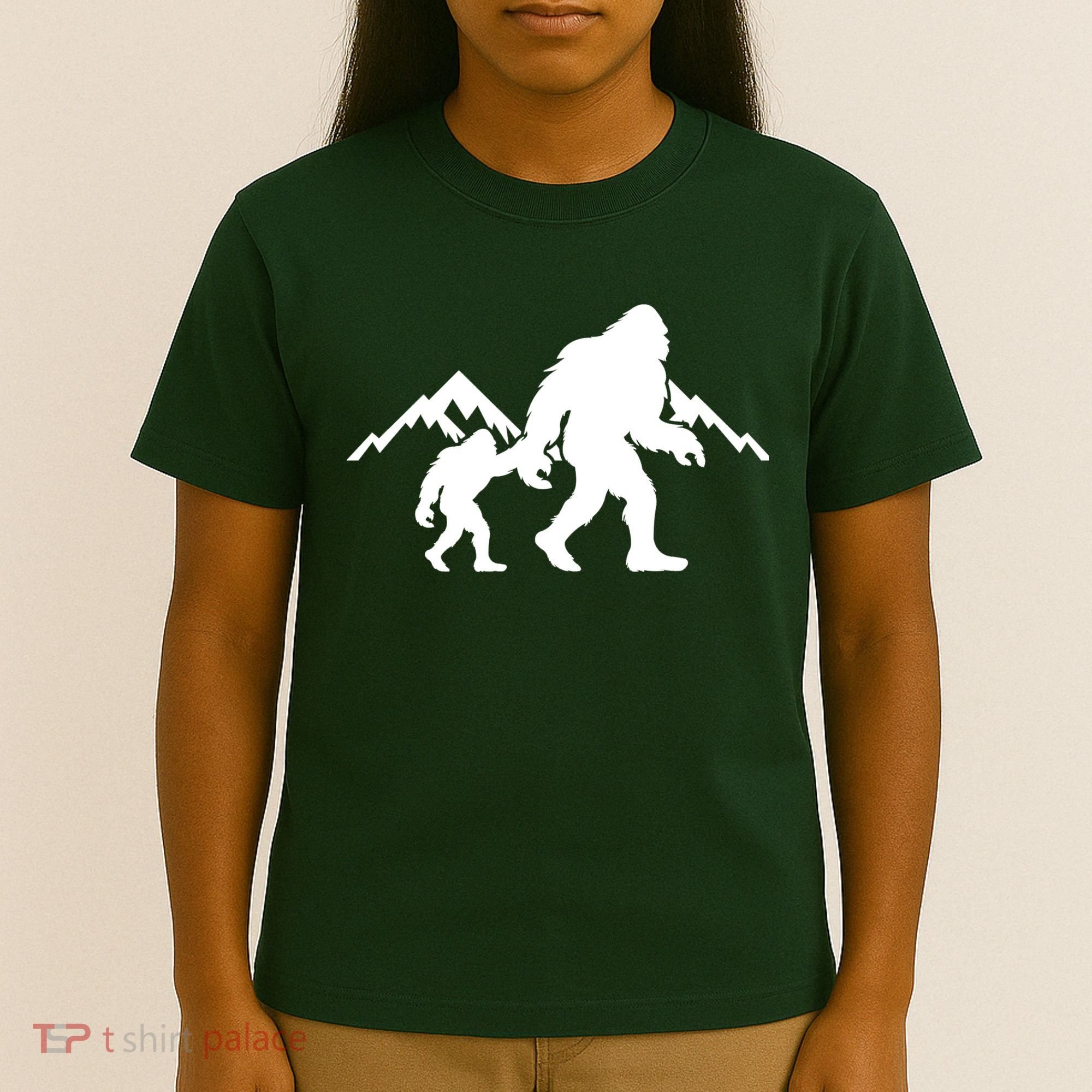 Bigfoot And Son Wild Outdoor Gift For Fathers Day T-Shirt