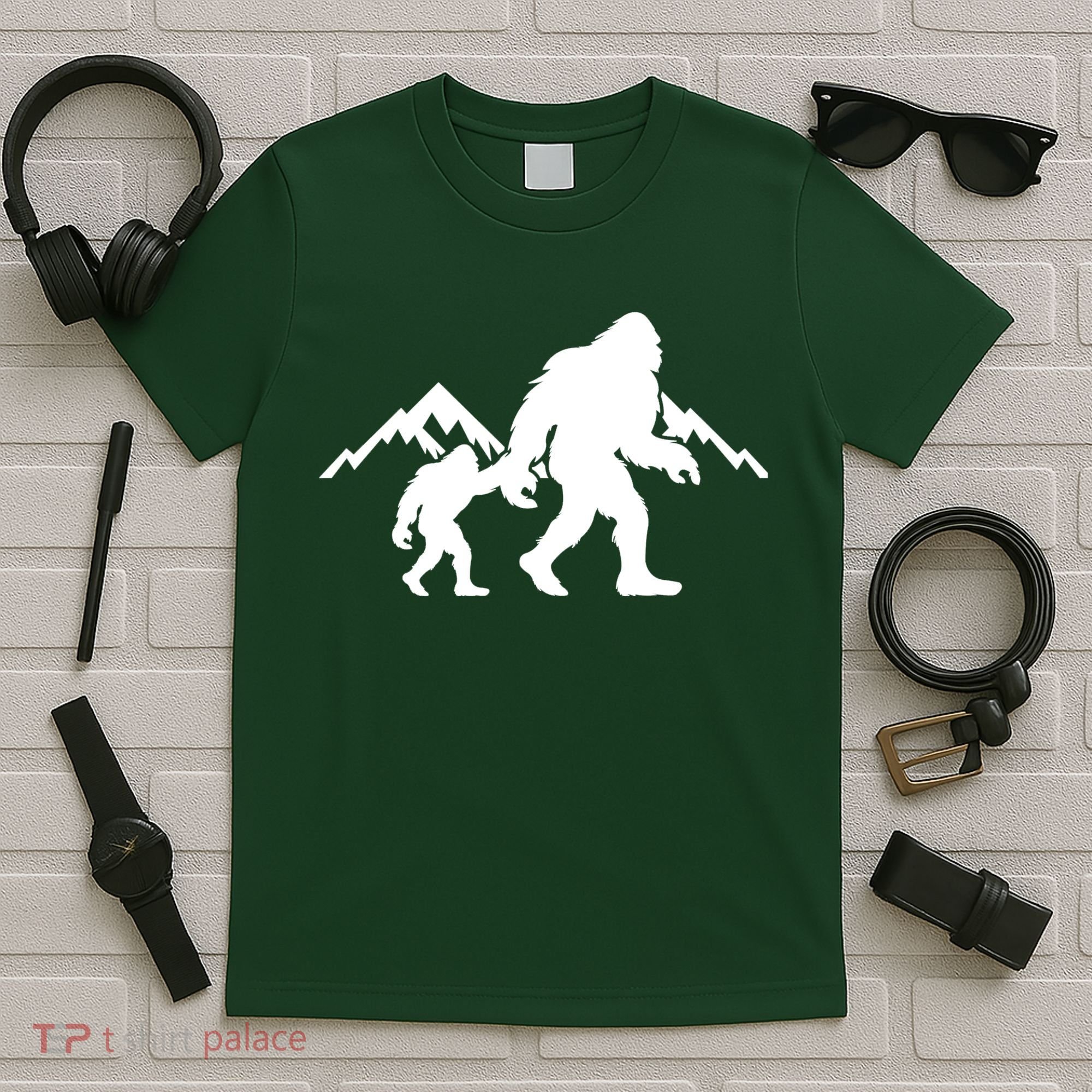 Bigfoot And Son Wild Outdoor Gift For Fathers Day T-Shirt