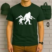 Bigfoot And Son Wild Outdoor Gift For Fathers Day T-Shirt thumb 6