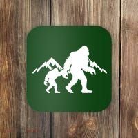 Bigfoot And Son Wild Outdoor Gift For Fathers Day Coaster thumb 0