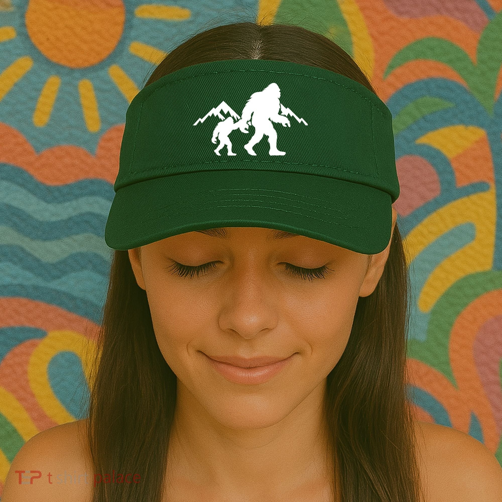 Bigfoot And Son Wild Outdoor Gift For Fathers Day Visor