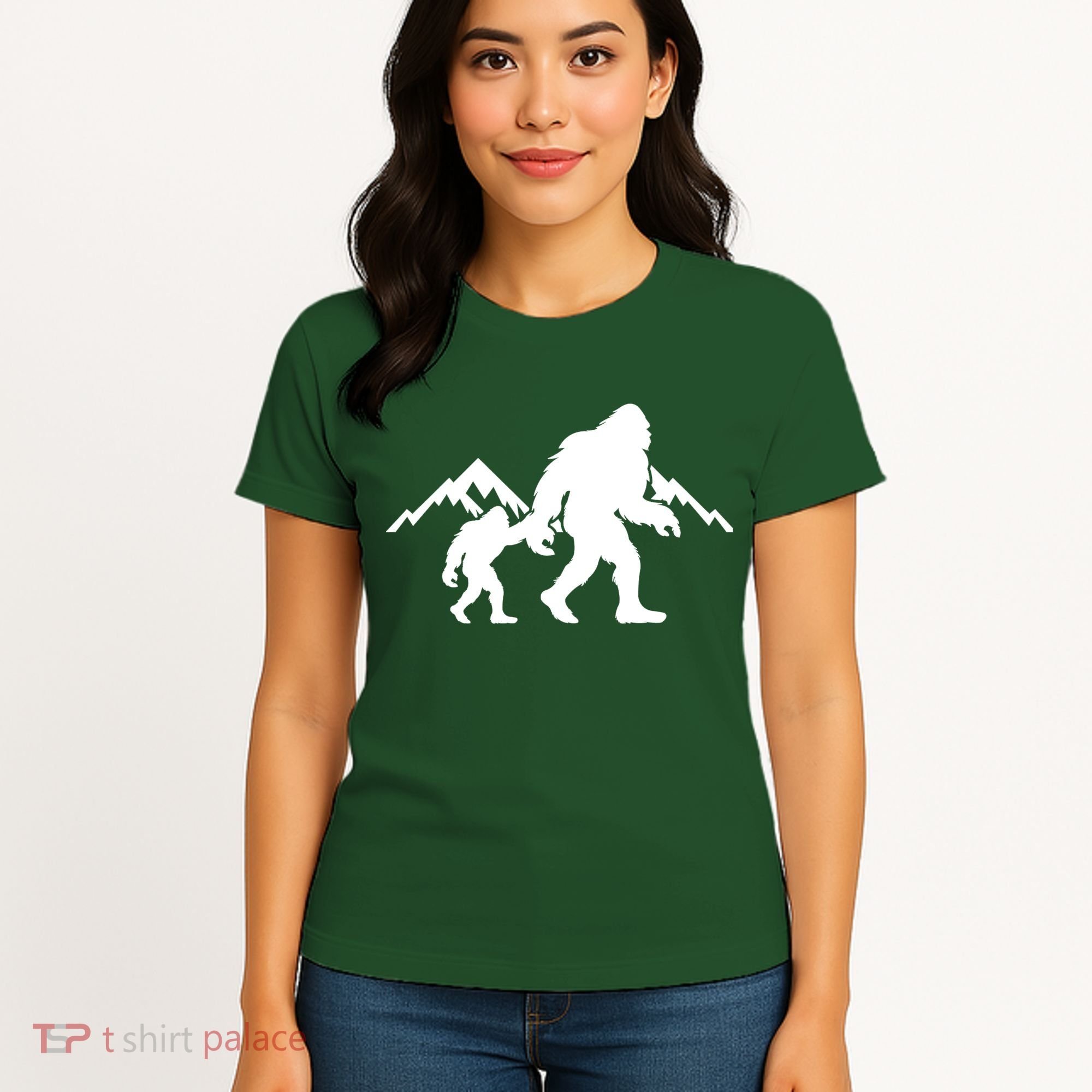 Bigfoot And Son Wild Outdoor Gift For Fathers Day Women's T-Shirt
