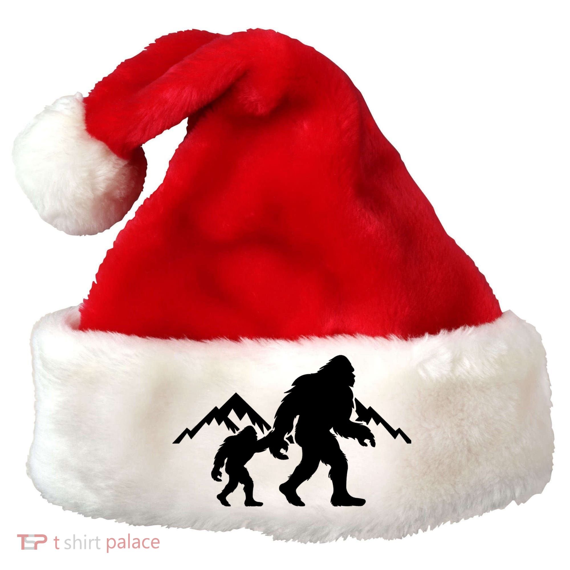 Bigfoot And Son Wild Outdoor Gift For Fathers Day Santa Hat