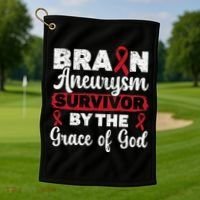 Brain Aneurysm Survivor Medical Condition Aneurysm Awareness Golf Towel thumb 1