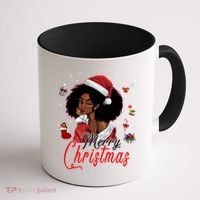 Black African Santa Hat African American Merry Christmas Pj Cool Gift Coffee Mug thumb 1
