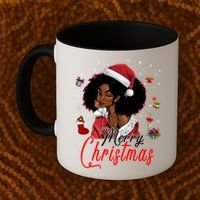 Black African Santa Hat African American Merry Christmas Pj Cool Gift Coffee Mug thumb 2