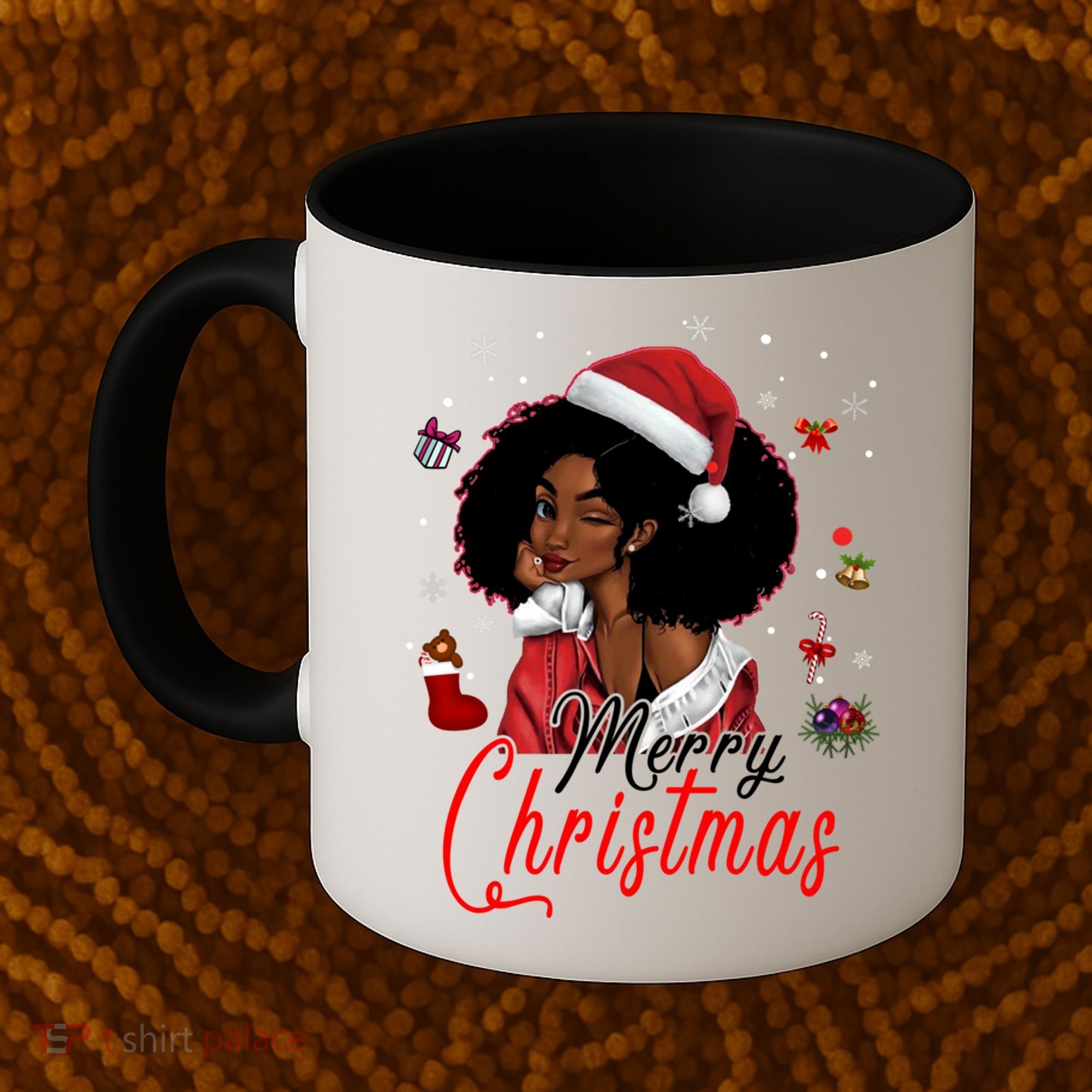 Black African Santa Hat African American Merry Christmas Pj Cool Gift Coffee Mug
