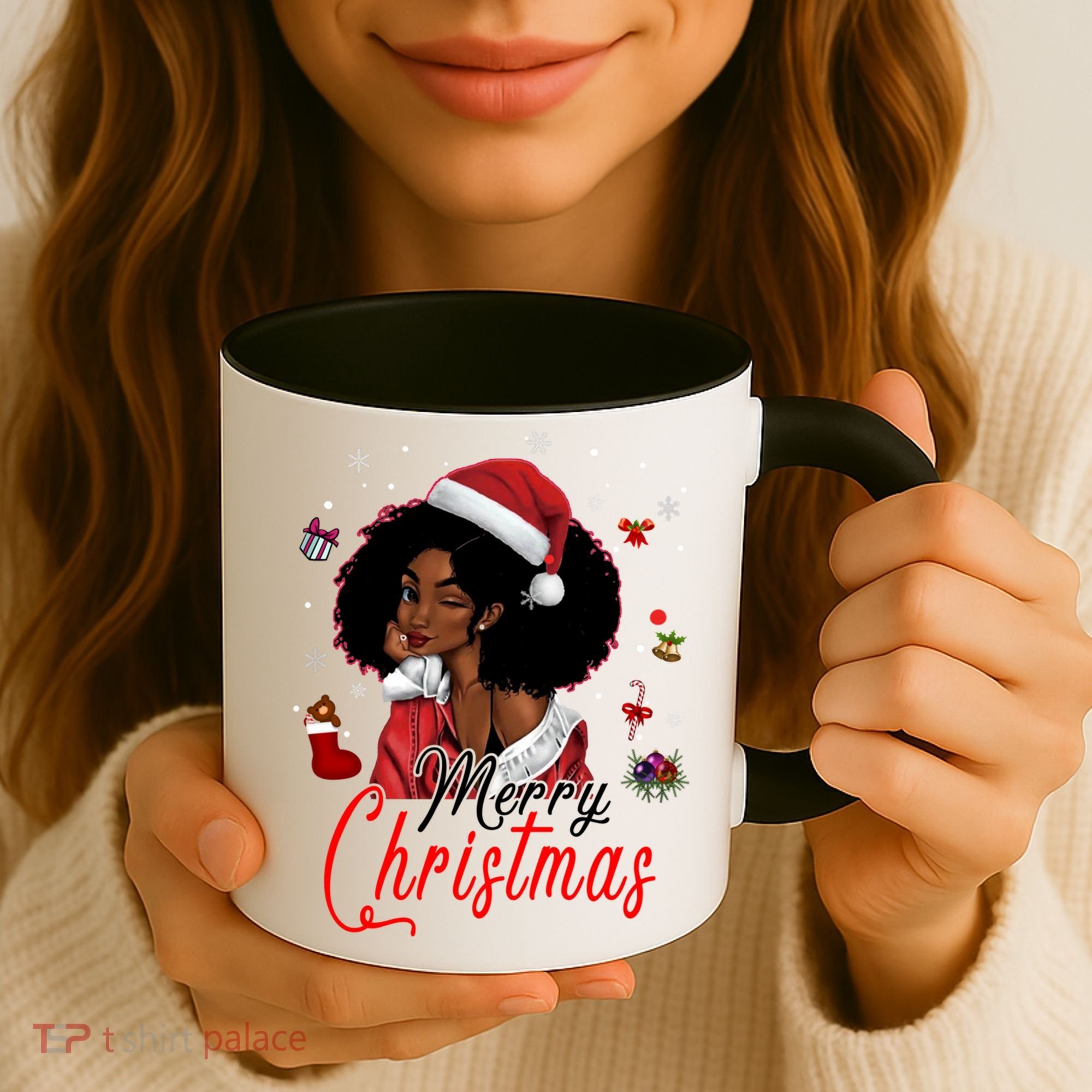 Black African Santa Hat African American Merry Christmas Pj Cool Gift Coffee Mug