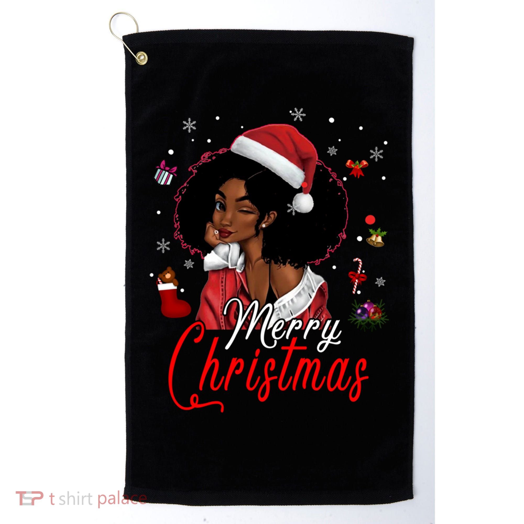 Black African Santa Hat African American Merry Christmas Pj Cool Gift Golf Towel