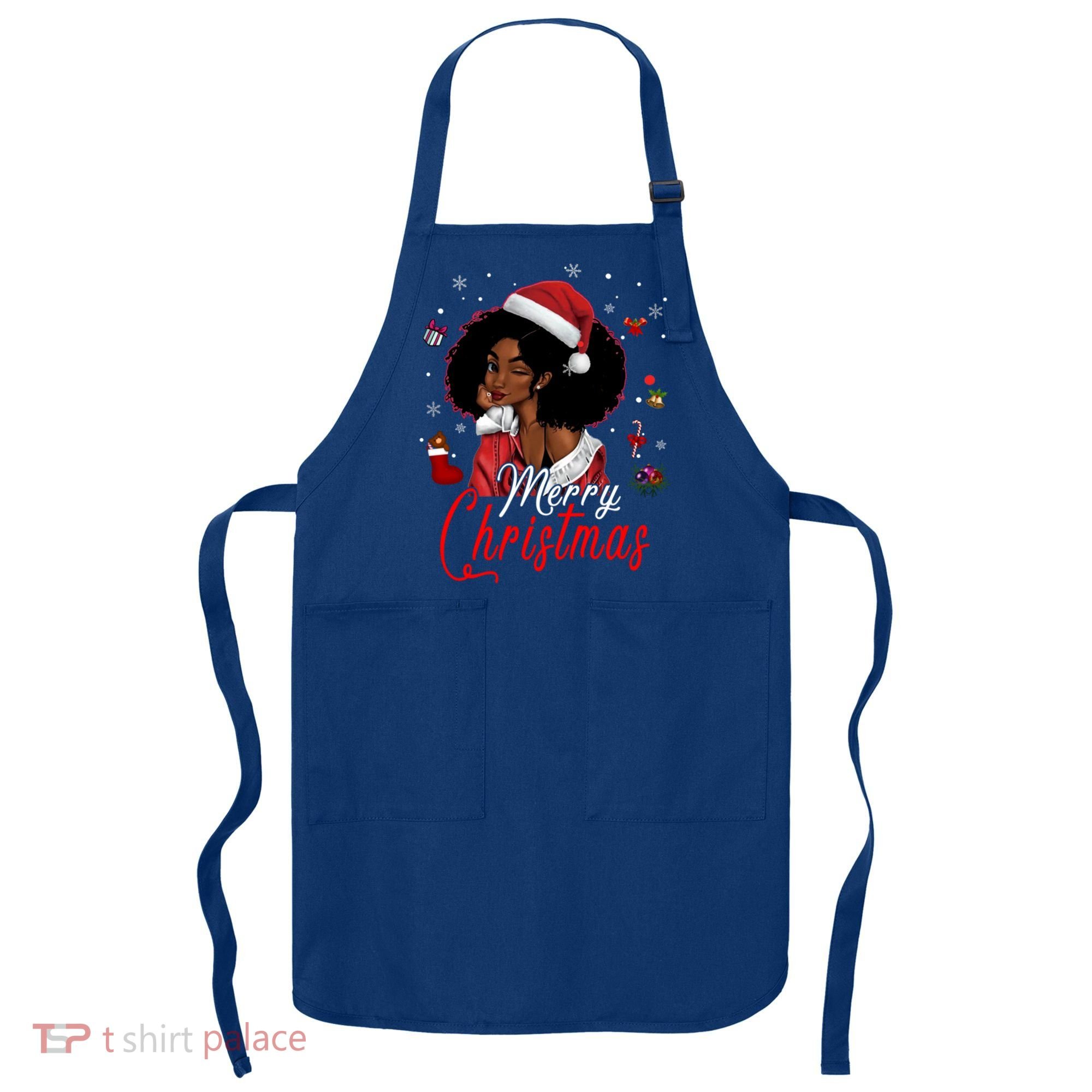 Black African Santa Hat African American Merry Christmas Pj Cool Gift Apron