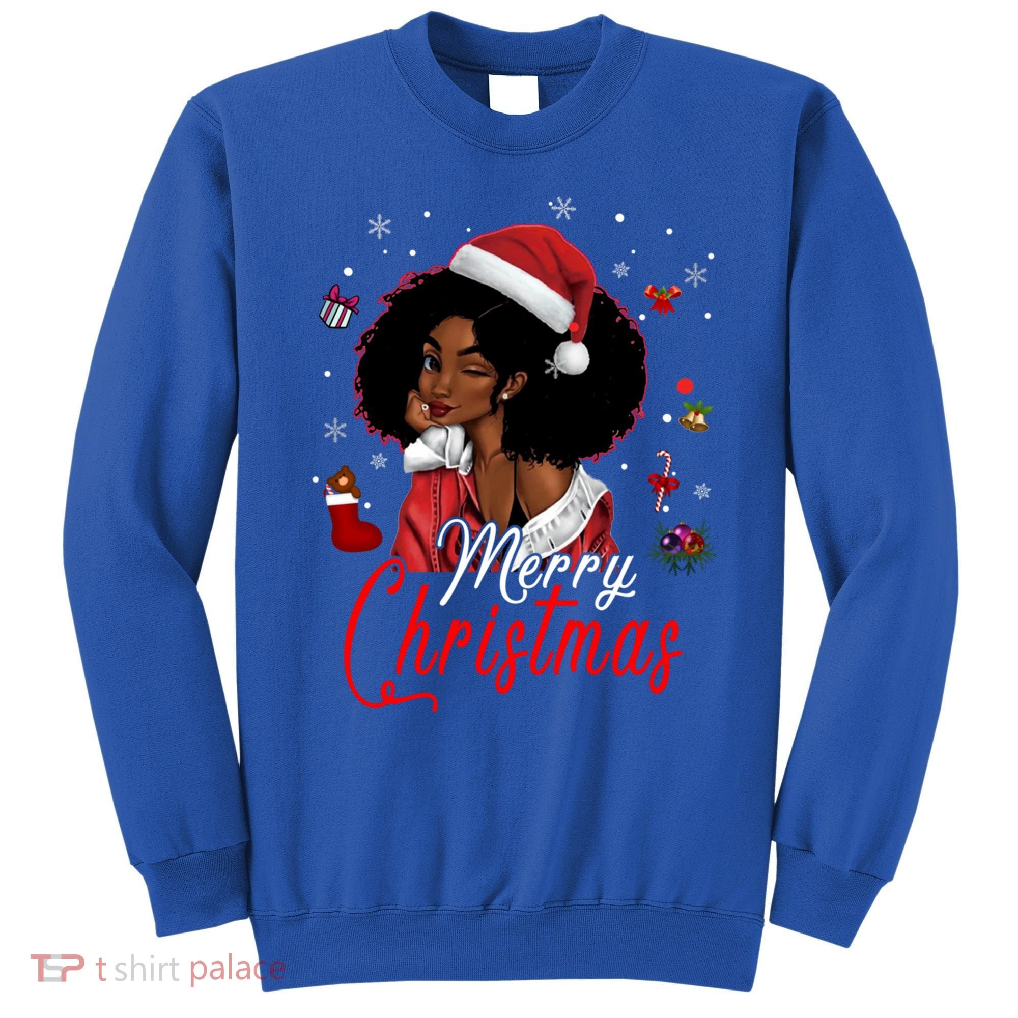 Black African Santa Hat African American Merry Christmas Pj Cool Gift Sweatshirt