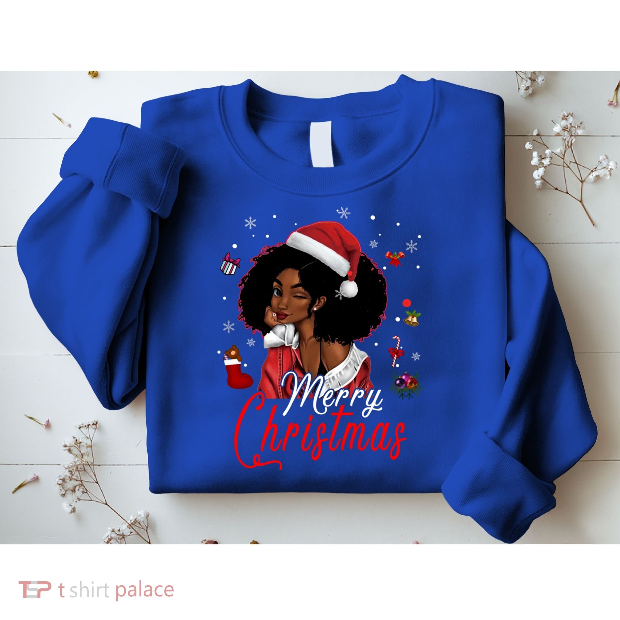 Black African Santa Hat African American Merry Christmas Pj Cool Gift Sweatshirt