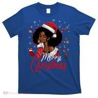 Black African Santa Hat African American Merry Christmas Pj Cool Gift T-Shirt thumb 0