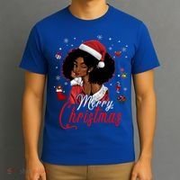Black African Santa Hat African American Merry Christmas Pj Cool Gift T-Shirt thumb 3