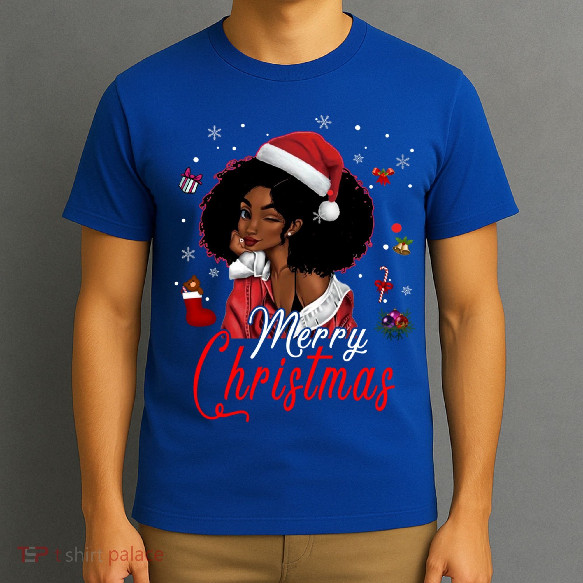 Black African Santa Hat African American Merry Christmas Pj Cool Gift T-Shirt