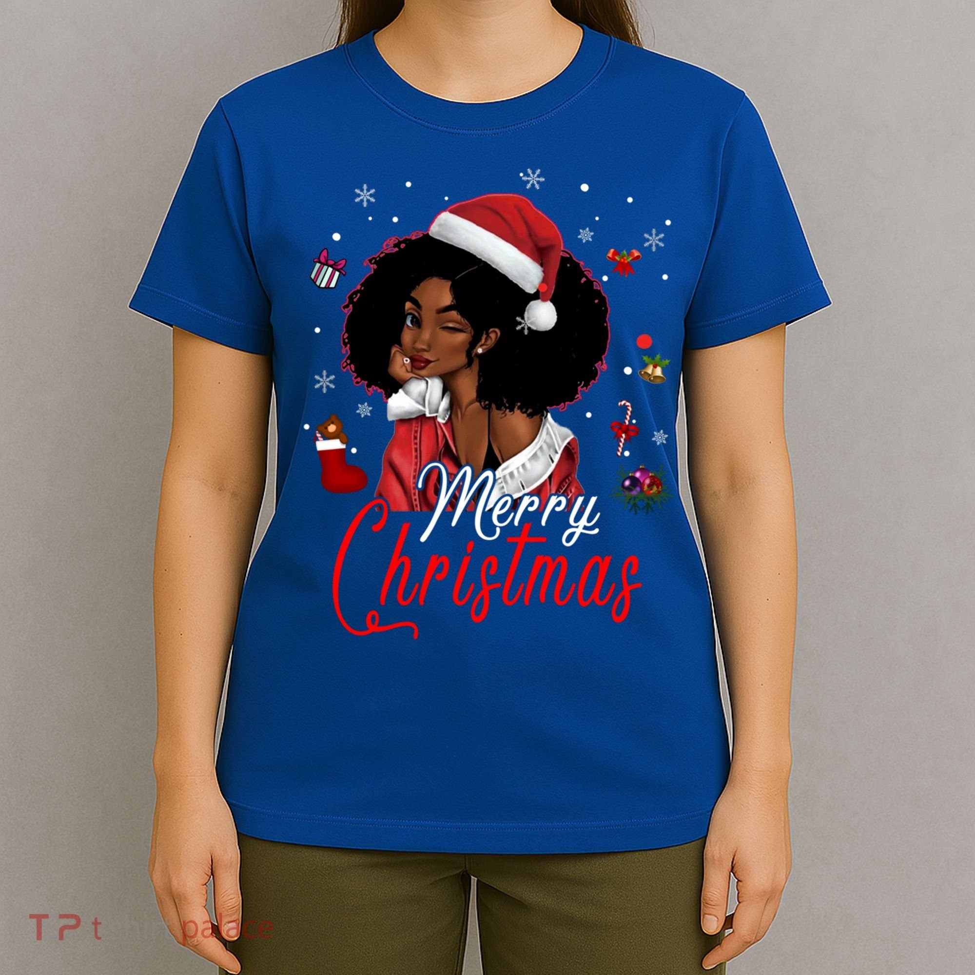 Black African Santa Hat African American Merry Christmas Pj Cool Gift T-Shirt