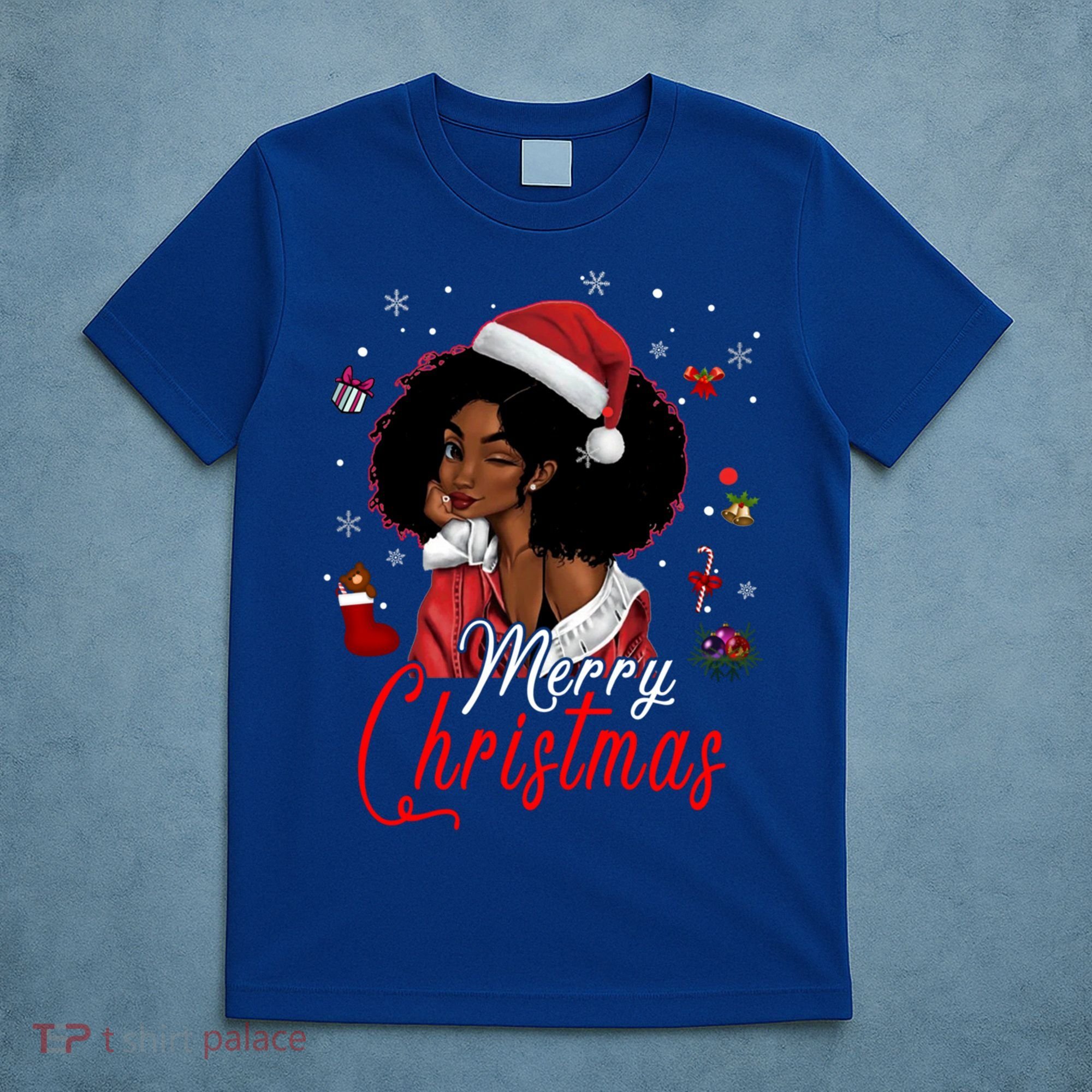 Black African Santa Hat African American Merry Christmas Pj Cool Gift T-Shirt