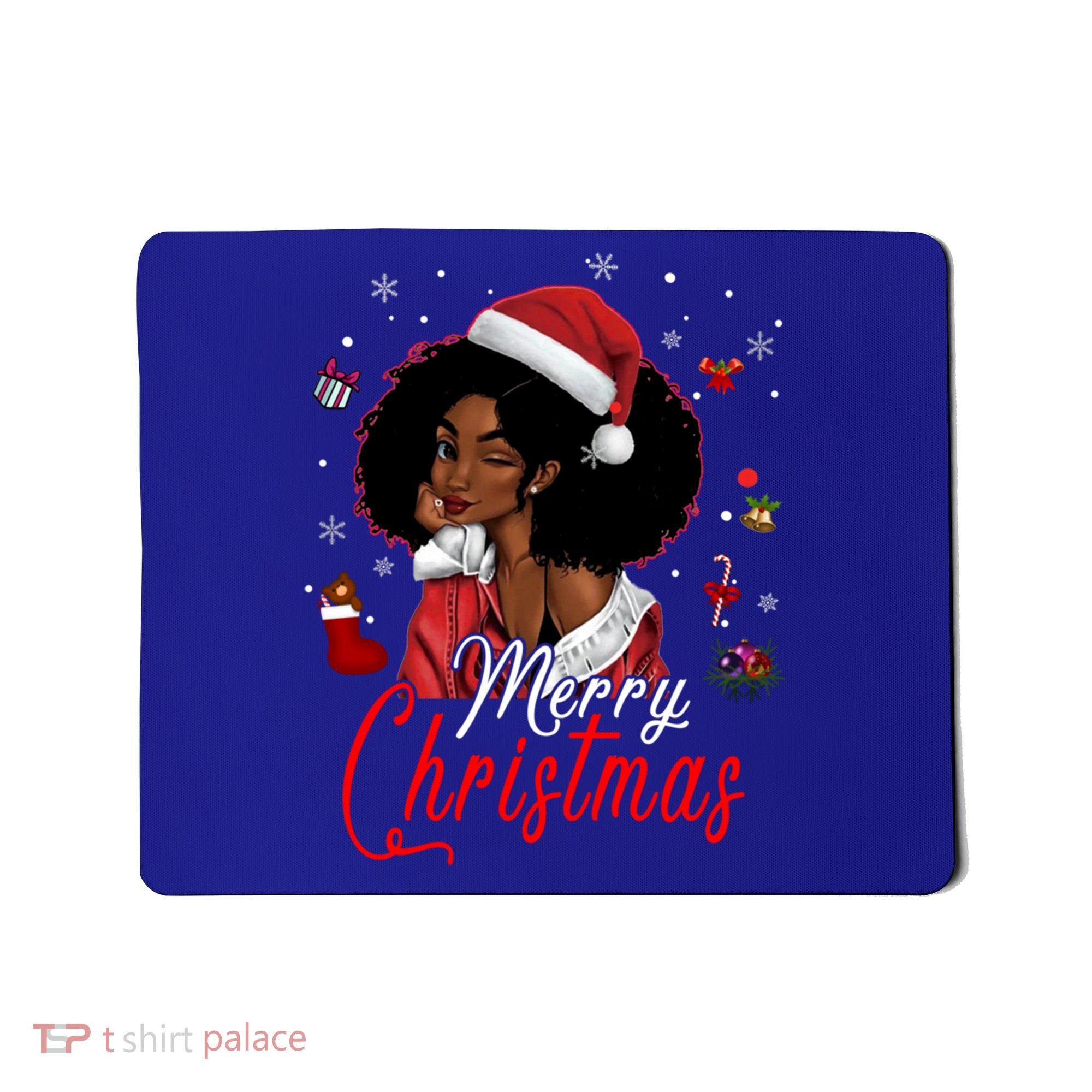 Black African Santa Hat African American Merry Christmas Pj Cool Gift Mousepad