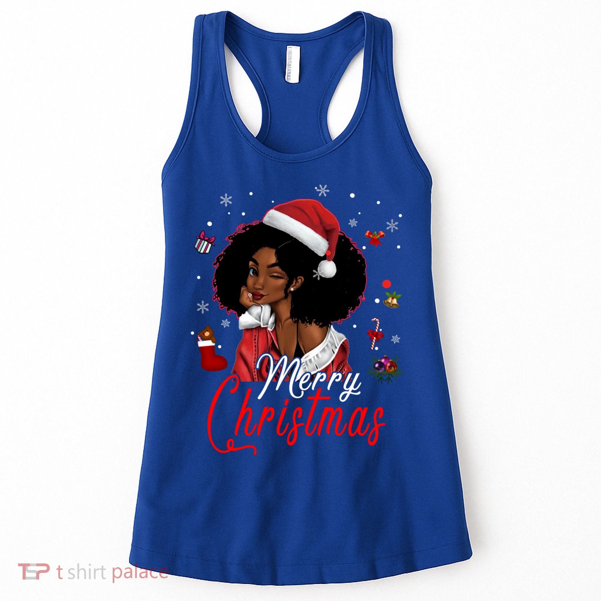 Black African Santa Hat African American Merry Christmas Pj Cool Gift Women's Tank Top