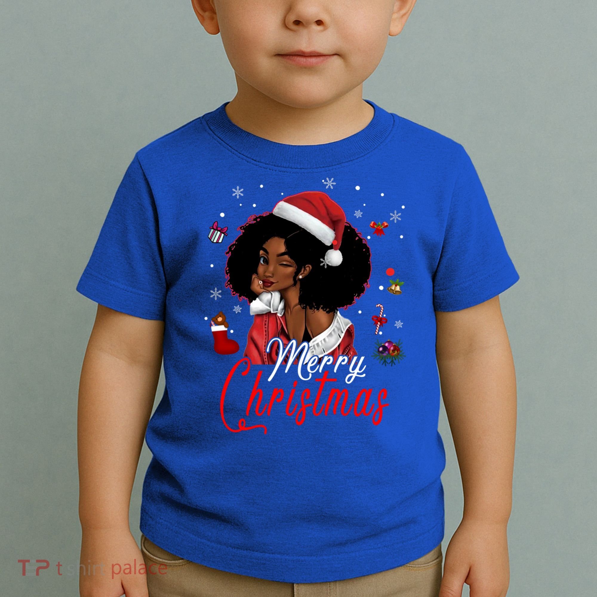 Black African Santa Hat African American Merry Christmas Pj Cool Gift Toddler T-Shirt