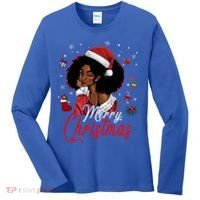 Black African Santa Hat African American Merry Christmas Pj Cool Gift Women's Long Sleeve Shirt thumb 0