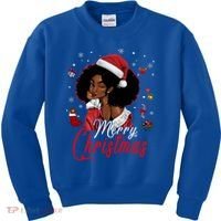 Black African Santa Hat African American Merry Christmas Pj Cool Gift Kids Sweatshirt thumb 0