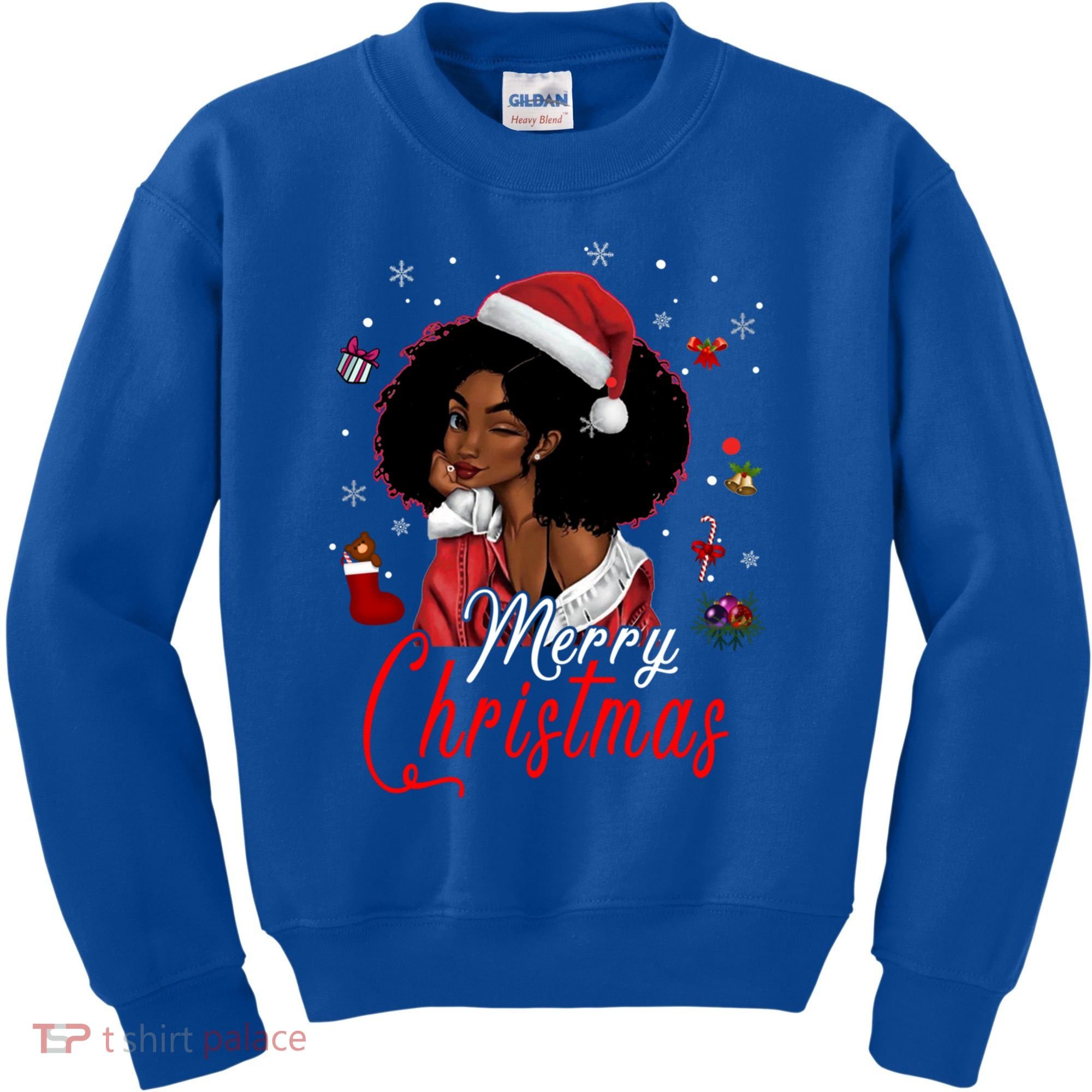 Black African Santa Hat African American Merry Christmas Pj Cool Gift Kids Sweatshirt