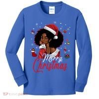 Black African Santa Hat African American Merry Christmas Pj Cool Gift Kids Long Sleeve Shirt thumb 0