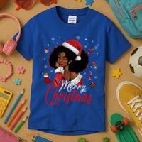 Black African Santa Hat African American Merry Christmas Pj Cool Gift Kids T-Shirt thumb 3