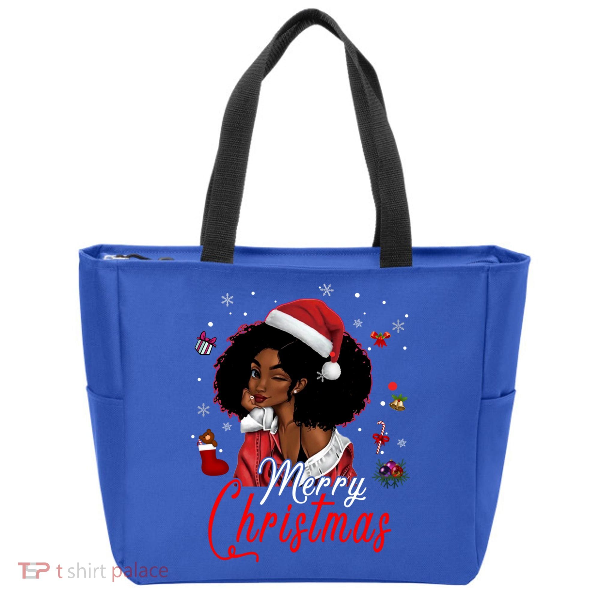 Black African Santa Hat African American Merry Christmas Pj Cool Gift Tote Bag