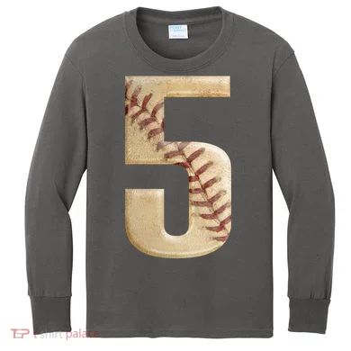 Baseball 5th Birthday Kids Long Sleeve Shirt