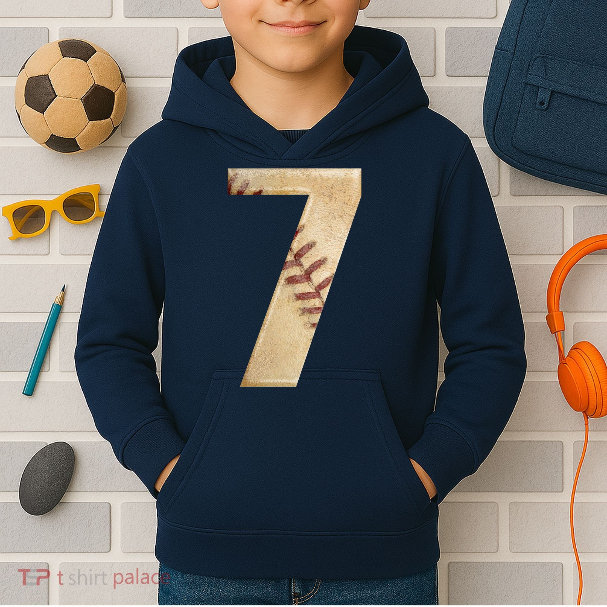 Baseball 7th Birthday Kids Hoodie