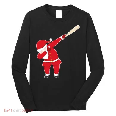 Baseball Bat Dabbing Santa Long Sleeve Shirt