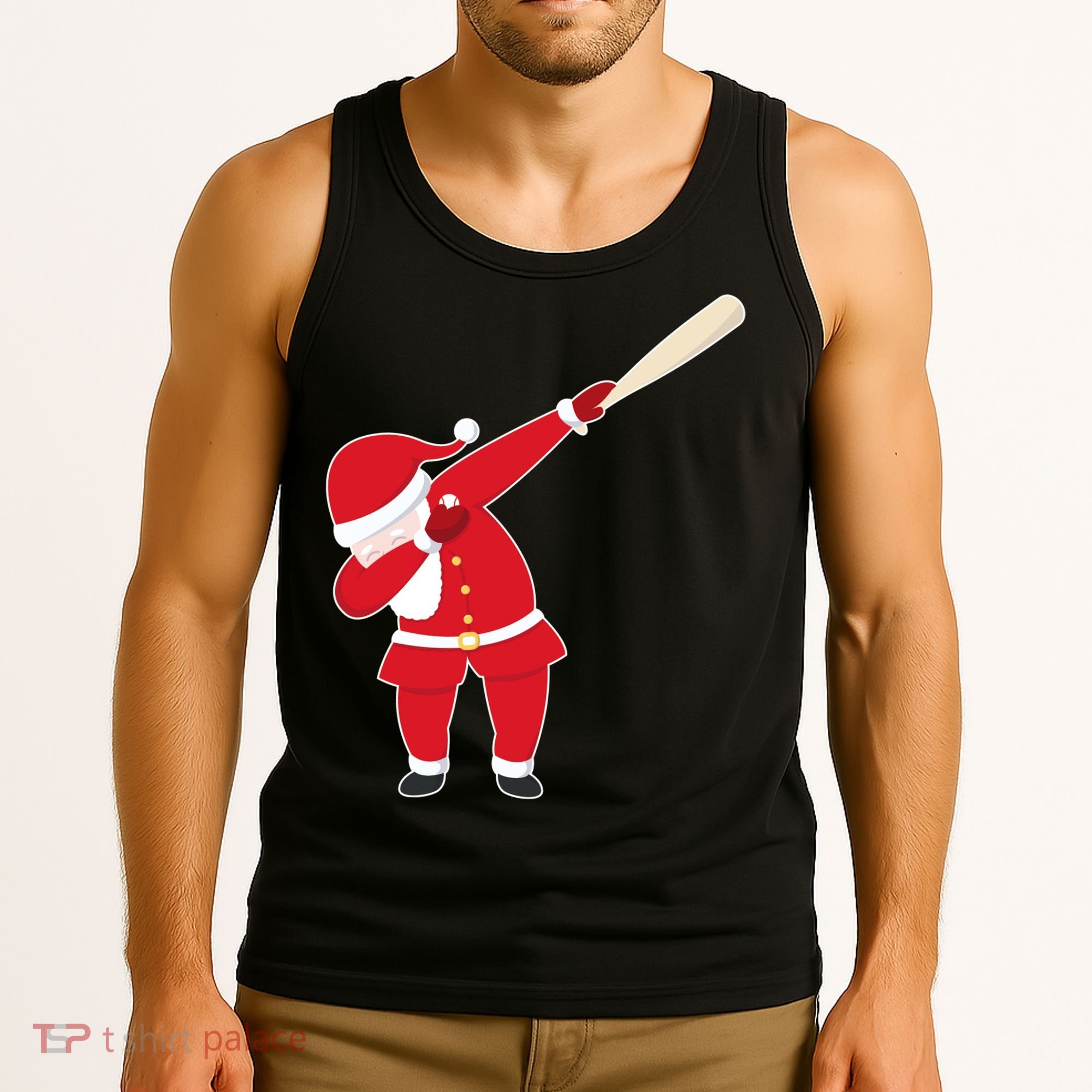 Baseball Bat Dabbing Santa Tank Top