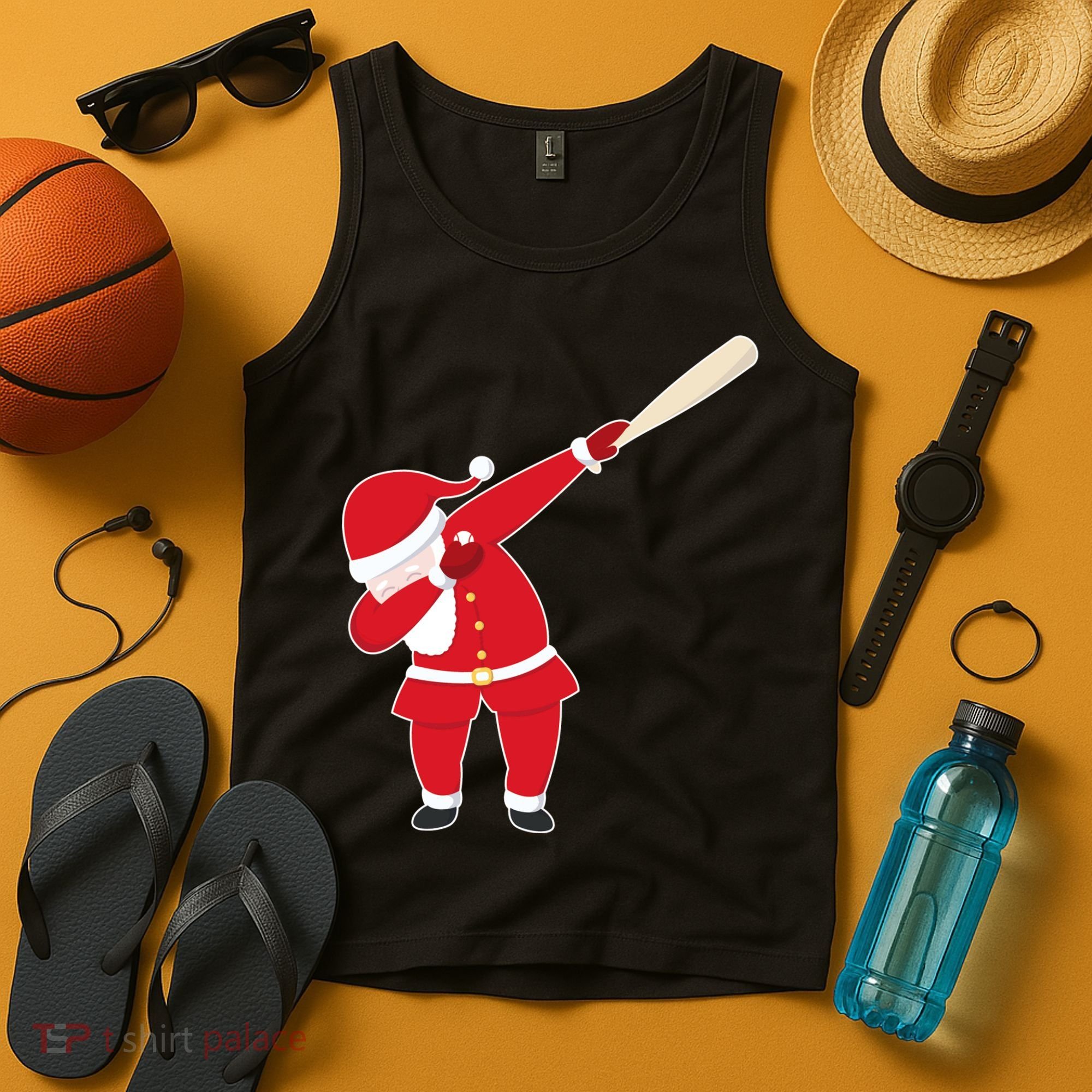 Baseball Bat Dabbing Santa Tank Top