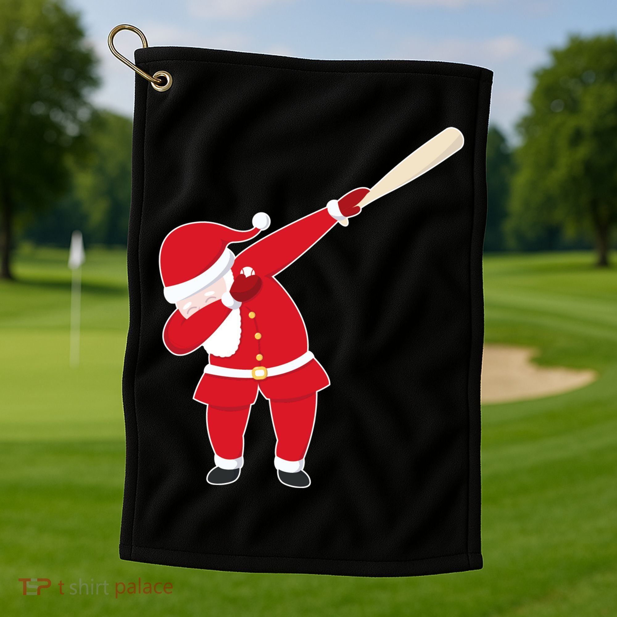 Baseball Bat Dabbing Santa Golf Towel