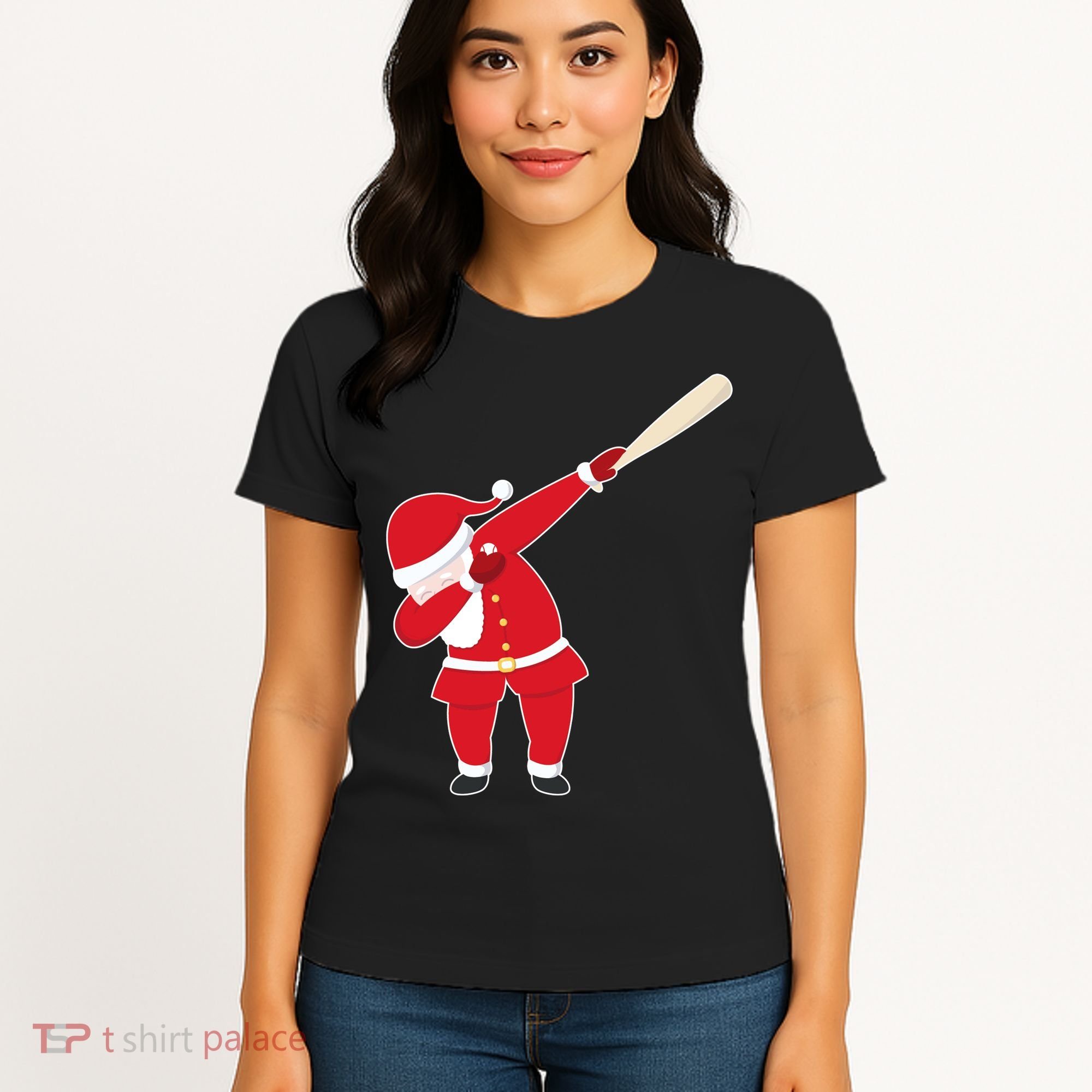 Baseball Bat Dabbing Santa Women's T-Shirt