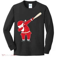 Baseball Bat Dabbing Santa Kids Long Sleeve Shirt thumb 0