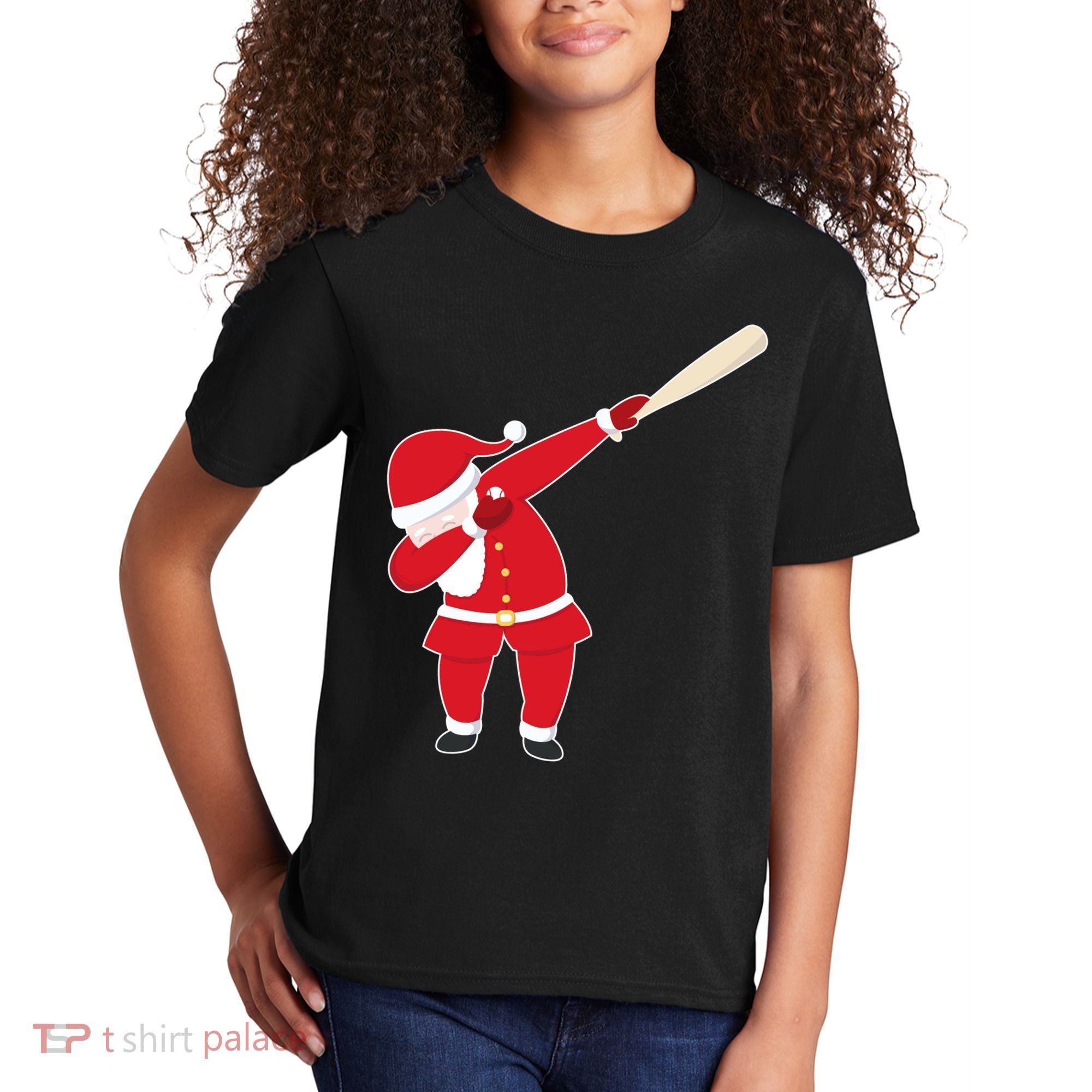 Baseball Bat Dabbing Santa Kids T-Shirt