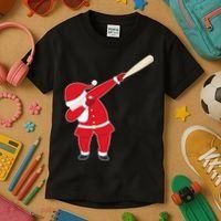 Baseball Bat Dabbing Santa Kids T-Shirt thumb 3
