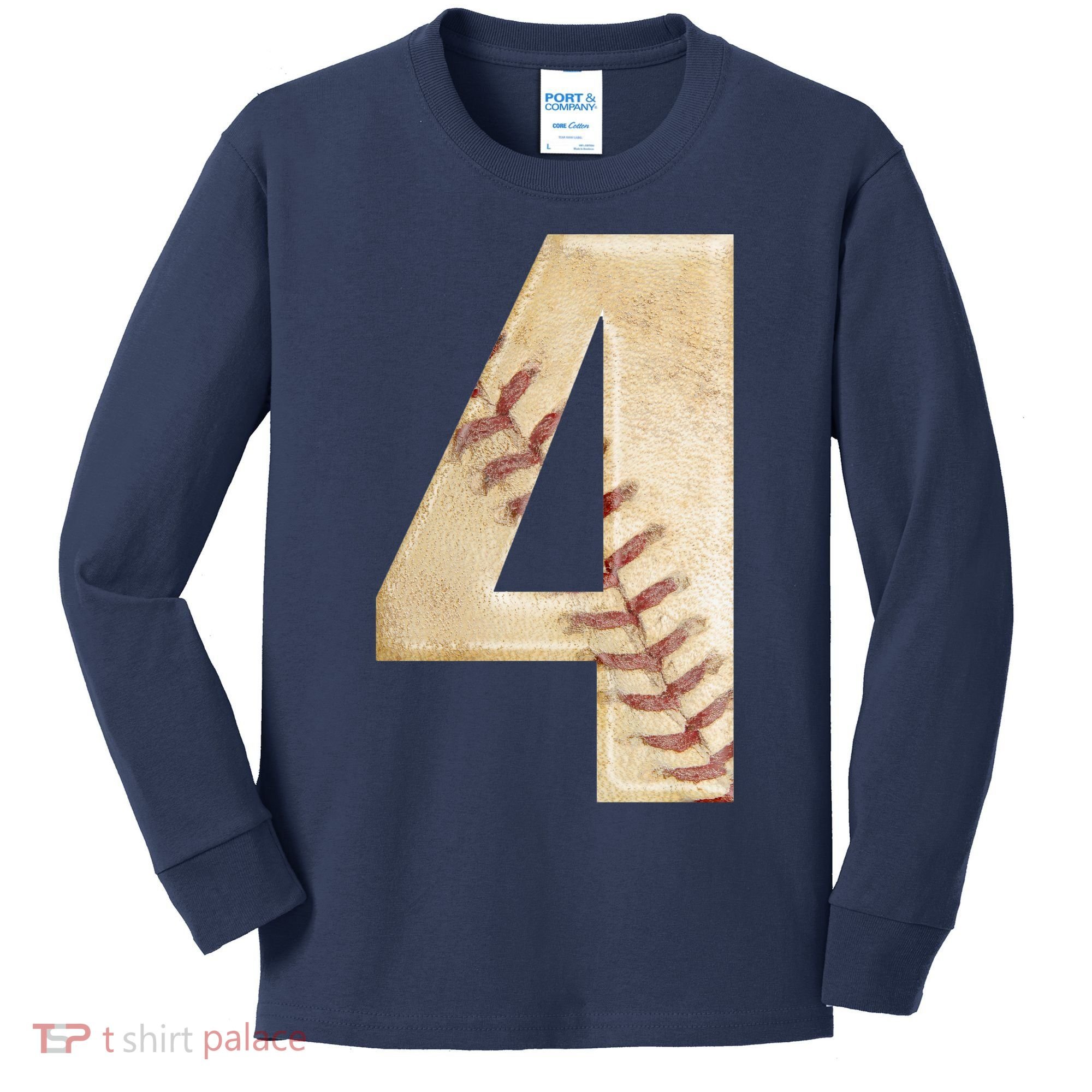 Baseball Birthday 4th birthday Kids Long Sleeve Shirt